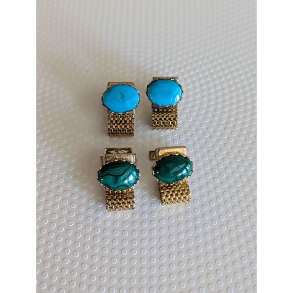 Vintage bundle of two mesh wrap around cuff links